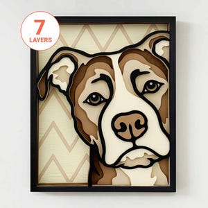 Peeking Pitbull 3D Laser Cut SVG/ American Pitbull SVG For Wood/ 3D Dog Mandala Wall Art/ For Laser/ For Cricut/ For Silhouette