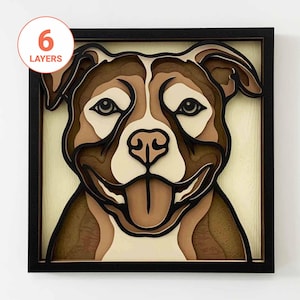 Staffordshire Terrier 3D Laser Cut SVG / Staffy SVG für Holz / 3D-Hund Mandala Wandkunst / Haustier-Denkmal / für Laser / für Cricut / für Silhouette
