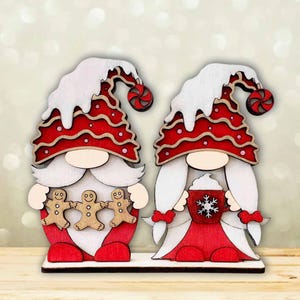Gingerbread And Hot Cocoa Gnomes Laser Cut File: Christmas Decoration (Digital Download) image 1