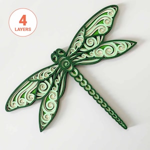 Libellula 3D Laser Cut SVG/File a strati Libellula per legno/Insetto Mandala multistrato Wall Art/Per laser/Per Cricut/Per Silhouette