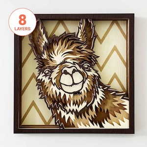 Lama 3D Laser Cut SVG / lustiges Lama SVG für Holz / Alpaka Mandala Wandkunst / Bauernhaus-Wanddekoration / für Laser / für Cricut / für Silhouette