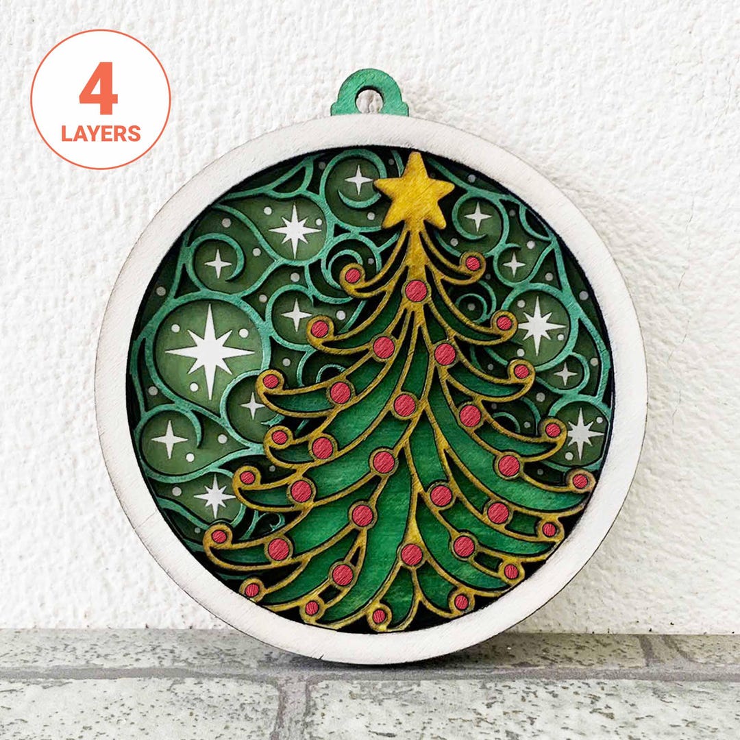 Christmas Tree Mandala Ornament 3D SVG/ Ornament Laser Cut File ...