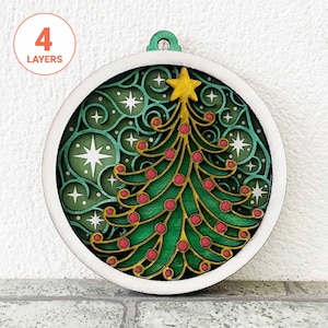 Weihnachtsbaum Mandala Ornament 3D SVG / Ornament Laser Cut Datei / Weihnachten Holz Ornament / Weihnachtsbaum Glowforge / Laser Datei für Weihnachten