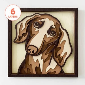 Teckel 3D découpé au laser SVG/chien calque SVG pour bois/teckel poil court Mandala 3D/animal de compagnie/pour laser/pour Cricut/pour Silhouette