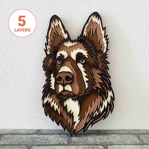 Schäferhund 3D Laser Cut SVG / 3D Hund Schicht SVG für Holz / 3D Hund Mandala Wandkunst / Haustier-Denkmal / Für Laser / Für Cricut / Für Silhouette
