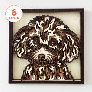 Caniche 3D découpé au laser SVG/ art mural 3D mandala chien/ caniche 3D SVG/ mémorial pour animaux de compagnie/ papier cartonné en couches 3D/ pour laser/ pour Cricut/ pour Silhouette