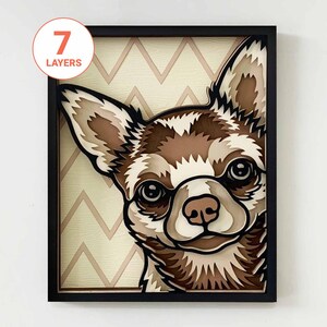 Peeking Chihuahua 3D Laser Cut SVG/ 3D Dog Layer SVG For Wood/ Chihuahua 3D Wall Art/ Pet Memorial/ For Laser/ For Cricut/ For Silhouette