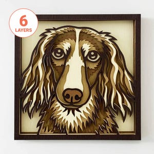 Teckel 3D découpé au laser SVG/chien 3D calque SVG pour bois/teckel poil long Mandala 3D/animal familier commémoratif/pour laser/pour Cricut/pour Silhouette