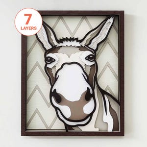 Zabawny osioł 3D cięcie laserowe SVG/ Podglądający osioł SVG do drewna/ Osioł Mandala Wall Art/ Dekoracja domu wiejskiego/ Do lasera/ Do Cricut/ Do sylwetki