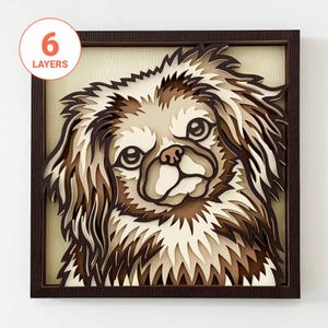 Pekingese Dog Mandala SVG, 3D Layered Laser Cut File (Digital Download)