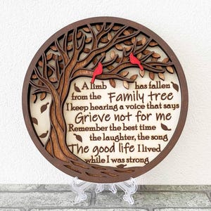 Cardinaux sur l'arbre généalogique 3D découpé au laser SVG/un membre est tombé fichier découpé au laser/cadeau commémoratif de Noël/fichier pour Glowforge/pour laser