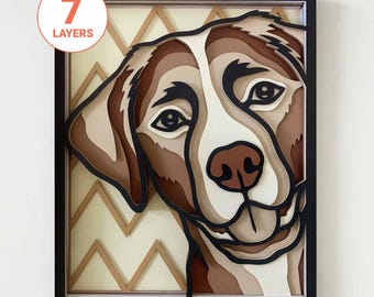 Labrador asomando (SVG 3D en capas): Arte mural de perro cortado con láser (descarga digital)