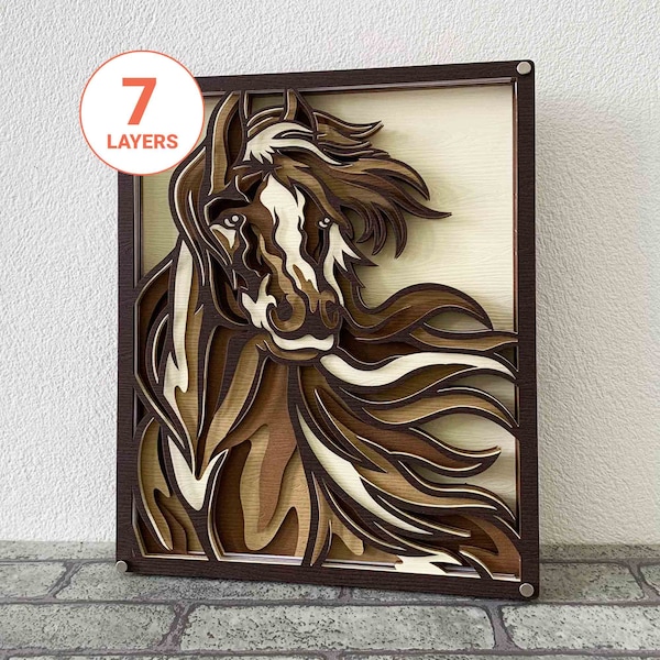 Horse 3D Laser Cut SVG/ Horse SVG For Wood/ 3D Horse Mandala Wall Art/ Farmhouse Wall Art Decor/ For Laser/ For Cricut/ For Silhouette