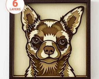 Chihuahua 3D Layered SVG: Laser Cut Dog Wall Art (Digital Download)