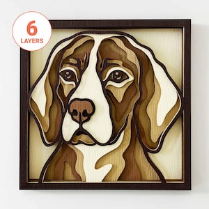 Beagle 3D Laser Cut SVG/ Cane Beagle SVG per legno/ Mandala da parete con cane 3D/ File per Glowforge/ Per laser/ Per Cricut/ Per Silhouette