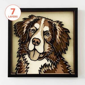 Berner Sennenhund 3D Laser Schnitt SVG / 3D Hund Schicht SVG Für Holz / Hund Mandala Wandkunst / Haustier Gedenkstätte / Für Laser / Für Cricut / Für Silhouette