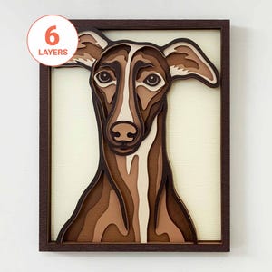 Greyhound 3D Laser Cut SVG/ Cane Mandala SVG per legno/ 3D Mandala Whippet Cane Wall Art/ 3D Layer SVG/ Per laser/ Per Cricut/ Per Silhouette