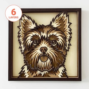 Yorkshire Terrier 3D Laser Cut SVG/ 3D Dog Layer SVG For Wood/ 3D Dog Mandala Wall Art/ Pet Memorial/ For Laser/ For Cricut/ For Silhouette