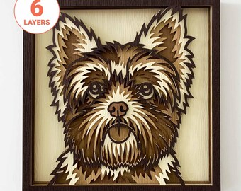 Yorkshire Terrier 3D Layered SVG: Laser Cut Dog Wall Art (Digital Download)