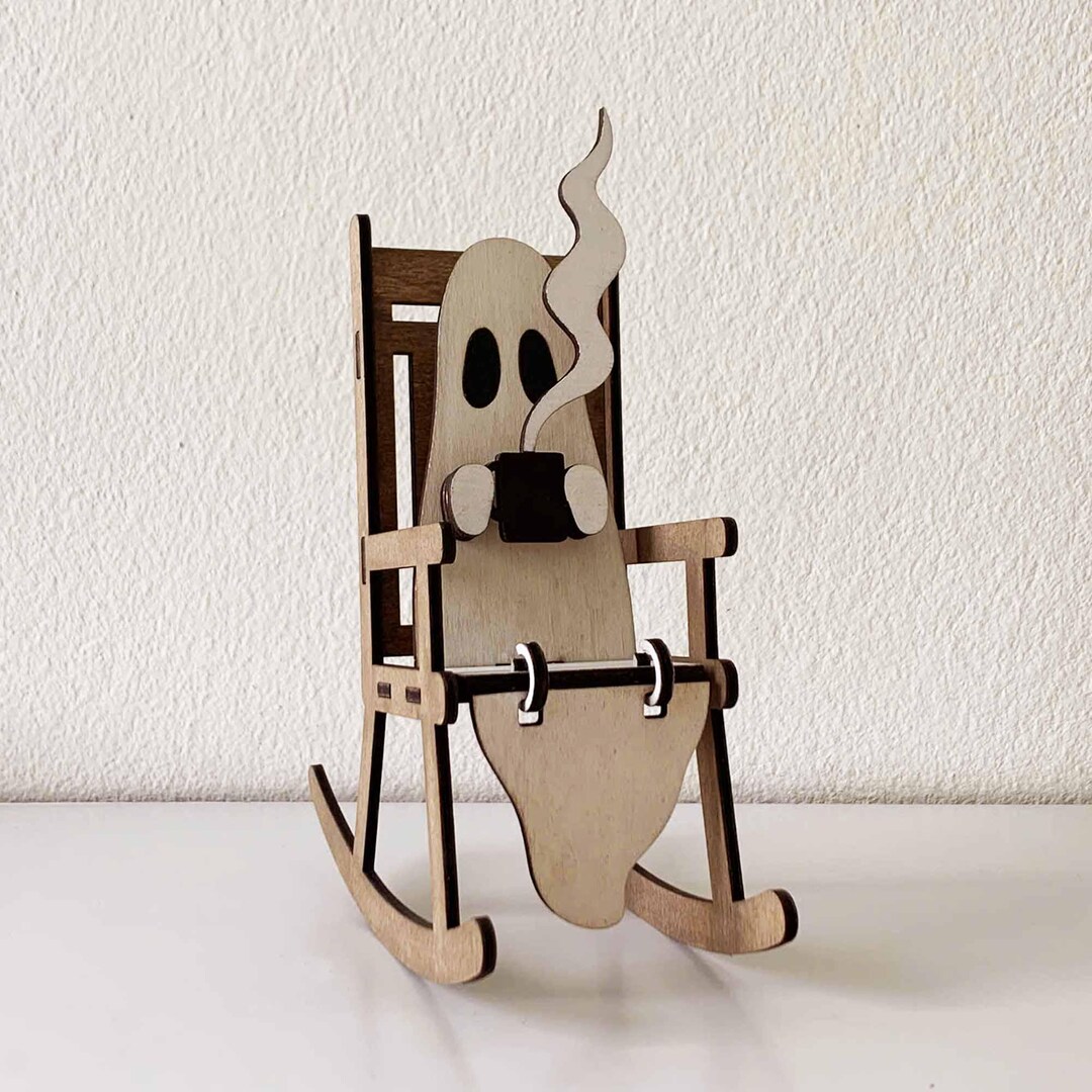 Ghost on Rocking Chair Laser Cut File: Halloween 3D Template (digital ...