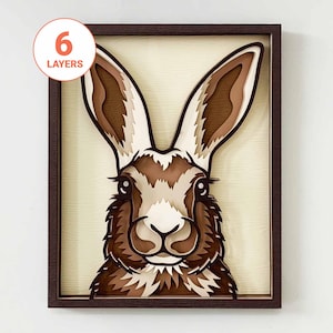 Lapin 3D découpé au laser SVG/lapin SVG pour bois/art mural mandala animal 3D/lapin multicouche SVG/pour laser/pour Cricut/pour Silhouette