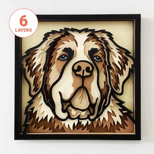 Saint Bernard Dog 3D Laser Cut SVG/ 3D Dog Layer SVG For Wood/ 3D Dog Mandala Wall Art/ Pet Memorial/ For Laser/ For Cricut/ For Silhouette