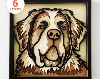 Saint Bernard Dog 3D Layered SVG: Dog Wall Art (Digital Download)