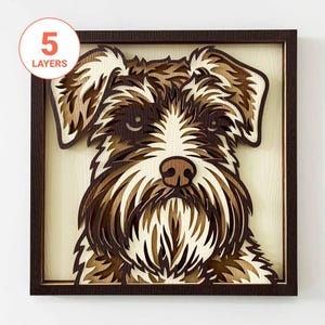Schnauzer 3D lasergesneden SVG/Schnauzer SVG voor hout/hond mandala kunst aan de muur/huisdier gedenkteken/voor laser/voor Cricut/voor silhouet