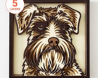 Schnauzer 3D Layered SVG: Laser Cut Dog Wall Art (Digital Download)