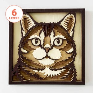 Cat 3D Laser Cut SVG/ 3D Cat Mandala Wall Art/ Shorthair Cat SVG/ Pet Memorial/ 3D Layered Cardstock/ For Laser/ For Cricut/ For Silhouette