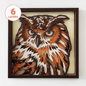 Hibou 3D découpé au laser SVG / Hibou SVG pour bois / Art mural mandala animal 3D / Hibou SVG multicouche / pour laser / pour Cricut / pour Silhouette