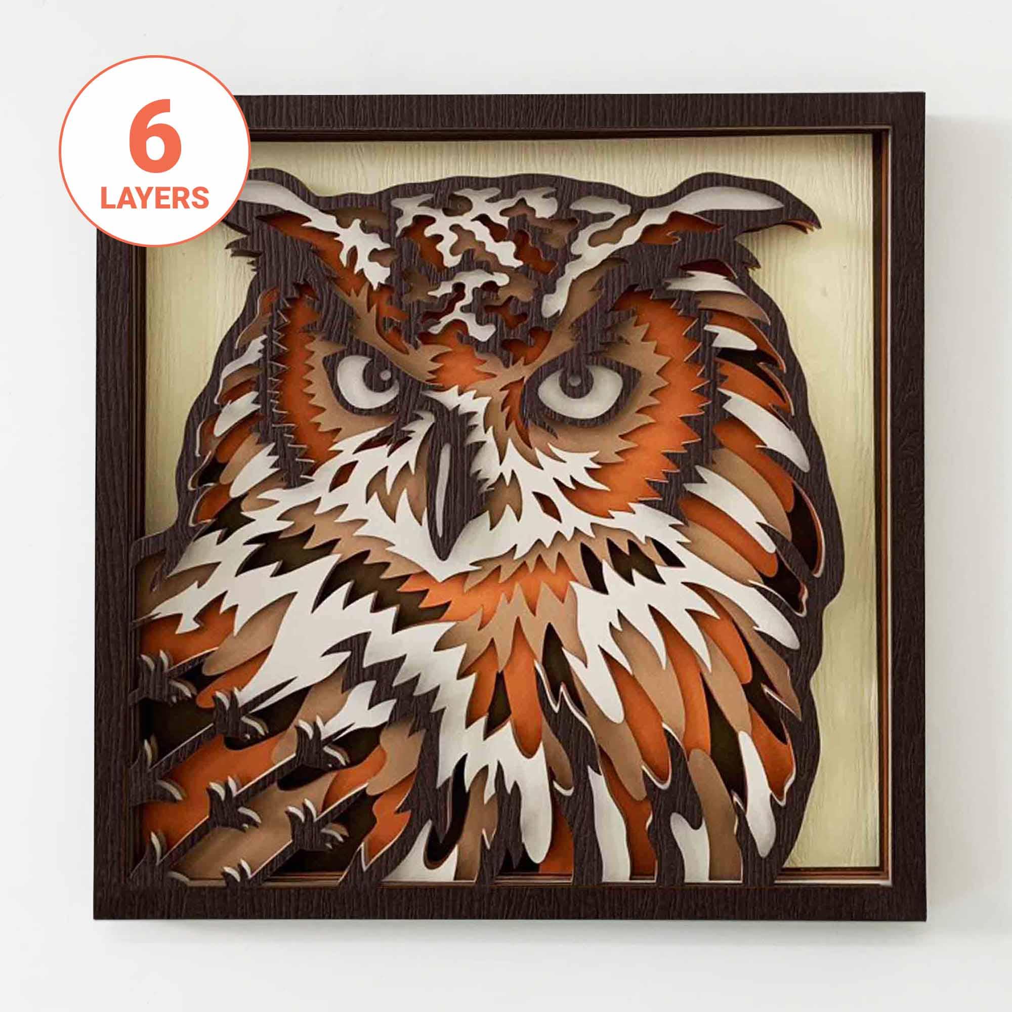 3D Owl Layered SVG: Laser Cut Animal Wall Art (Digital Download)
