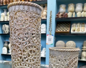 Marble lamp set of 2, vintage lamp, table lamp, traditional lamp, Indian craft for mantelpiece, Marble handicraft, candle lantern