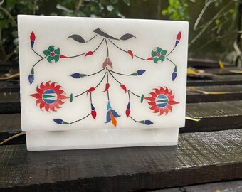 Marble jewelry box, Marble floral box, stylish storage box, floral design art, marble inlay art, marble home decor, best gift idea