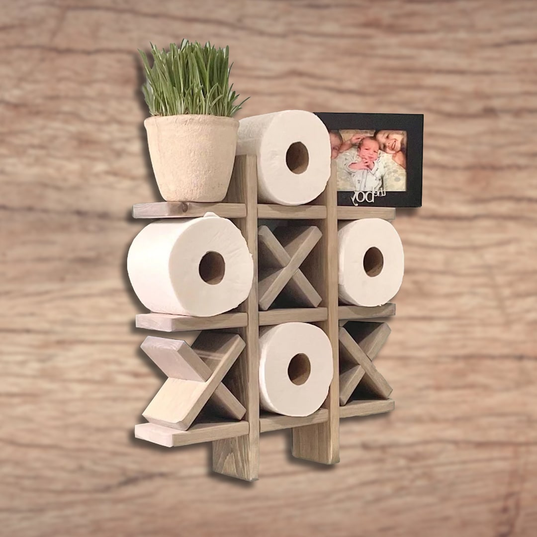Floating Wall Organizer, Toilet Paper Holder, Tic Tac Toe Shelf