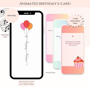 Birthday E-card Animated with Sound | Happy Birthday Card | Digital E-card | Downloadable Cards | Video Greeting Card | Gift for Her | MP4