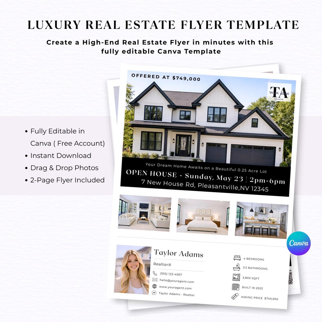 Luxury Real Estate Flyer Template Bundle | Canva Editable Flyer ...