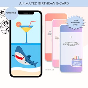 Tropical Beach Animated E-Card | Feliz Aniversário E-Card | Saudação Digital | Download Instantâneo | Cartão de Aniversário Divertido | Presente para ela | MP4