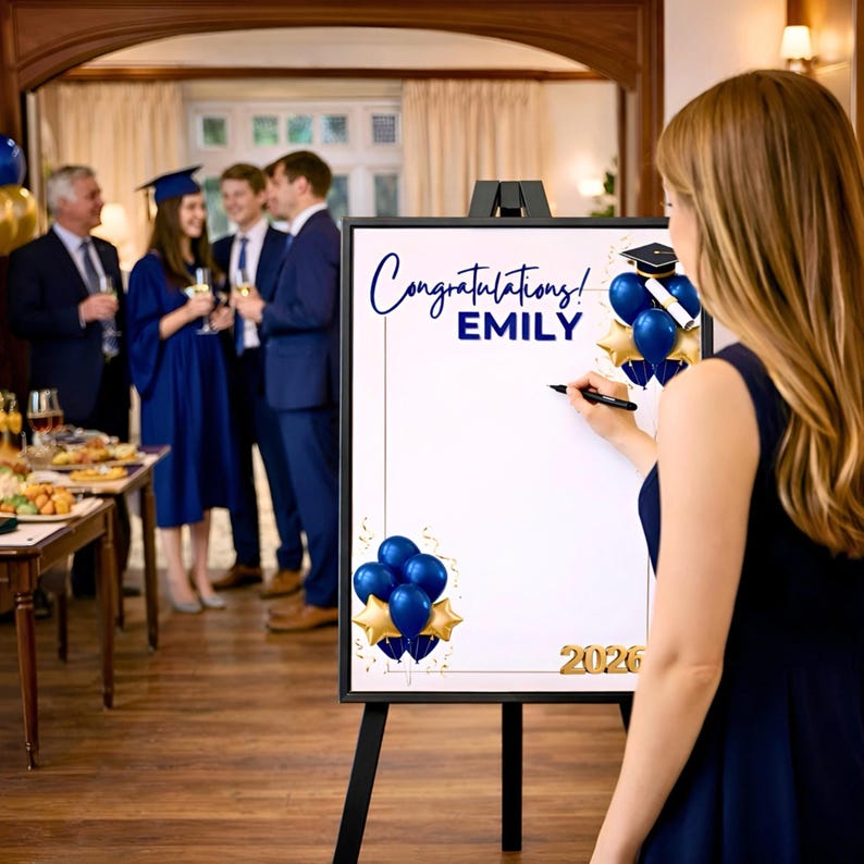 Custom Graduation Sign-in Poster | Personalized 2-page Guest Book ...