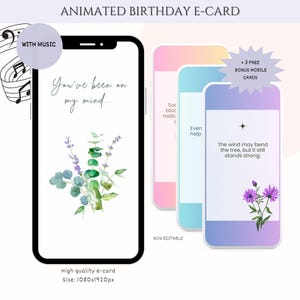 Tarjeta electrónica animada "Pensando en ti" con sonido / Tarjeta de felicitación digital / Tarjeta electrónica descargable / Animación MP4 / Regalo para ella / Tarjeta electrónica minimalista