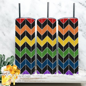 Original Designer | Black Rainbow Tangram PNG Digital Download | 20oz Skinny Tumbler |
