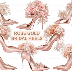 Rose Gold Braut High Heels PNG Clipart, Glam Elegante Braut Hochzeit Schuhe Clip Art Kartenherstellung Einladung Banner Border Motiv Hintergrund