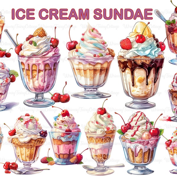 Ice Cream Sundae PNG Clipart, Strawberry Chocolate Summer Treats Cardmaking Desserts Scrapbooking Sweet Delicacy Background Stationery Craft