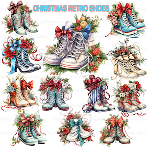 Christmas Retro Shoe Clipart PNG Transparent, Holiday Shoes PNG, Christmas Shoes PNG, Cardmaking Scrapbook Stationery Journaling Border