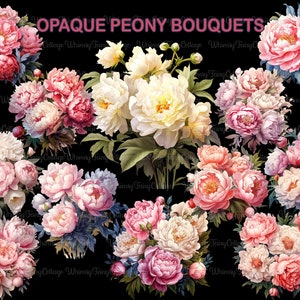 12 Opaque Peony Bouquets Clipart, PNG Transparent Wedding Flowers ...