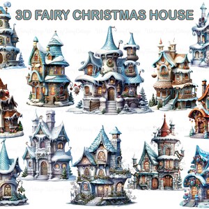 3D Fairy Christmas House Clipart PNG Transparent, Fairytale Holiday Winter Cottages PNG, Storybook Fairy House PNG, Winter Houses Clip Art