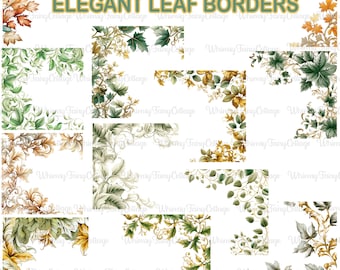 Leaf Border PNG Transparent Clipart, Leaves Corner Borders PNG, Journaling Frames and Borders, Cardmaking, Digital Paper Borders PNG