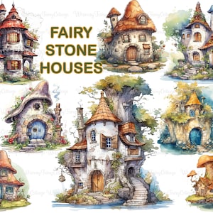 Fairy Stone House Clipart PNG Transparent, Kids Crafting Elements, Fantasy Cottages Cardmaking Backgrounds Scrapbook Fairytale Journaling