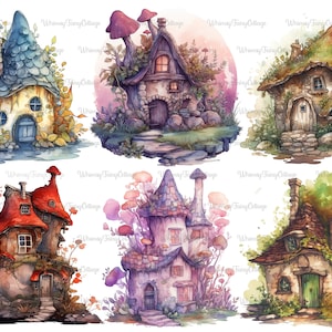 Watercolor Fairy Houses Clipart PNG Transparent, Mushroom Stone House, Fairy Cottage, Fairytale Cottage Sublimation, Fairy House PNG Journal