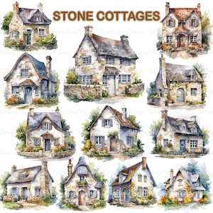 Stone Cottage PNG Transparent Clipart, English Cottage Garden PNG Art, Stone Houses PNG, Scrapbooking Cottages, Junk Journaling Background